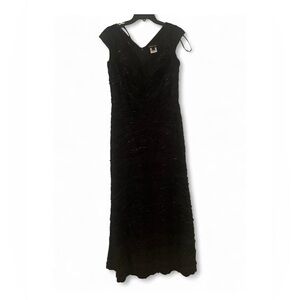 Tadashi Shoji Black Silk Overlay Dress Sz 12 Cocktail Formal Wedding Guest